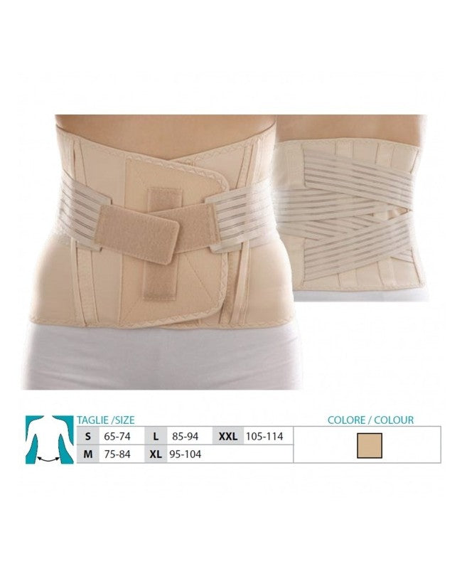 Lumbo sacral support made of elastic fabric with polyester ORIONE®