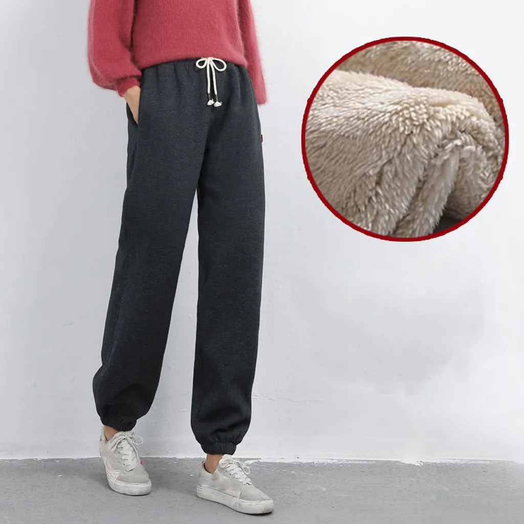 Women Winter Warm Leggings Thick Trousers Warm Fleece Plus Size Long