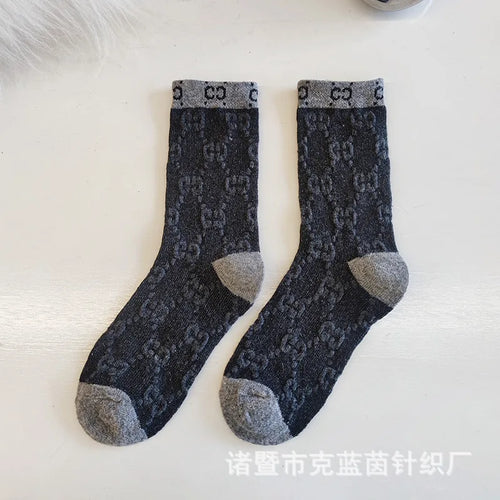 Winter New Thickened Cashmere Socks Japanese Korean Socks Mid-tube