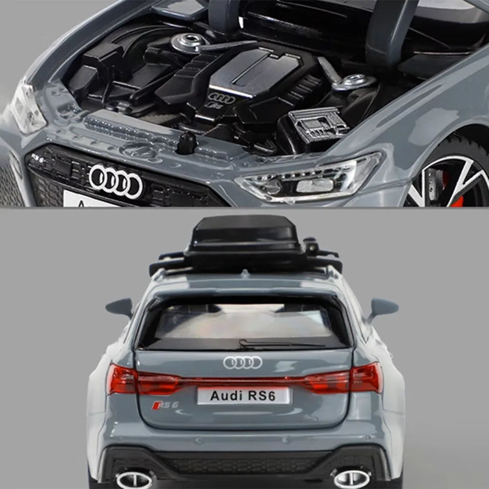 1/32 Audi RS6 Toy Car Model with Sound Light Doors Opened Alloy