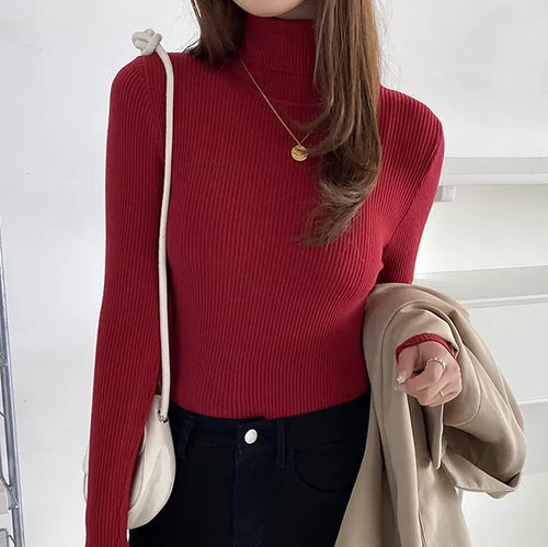 Heliar Women Fall Turtleneck Sweater Knitted Soft Pullovers Cashmere