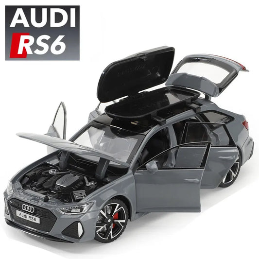 1/32 Audi RS6 Toy Car Model with Sound Light Doors Opened Alloy