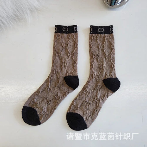 Winter New Thickened Cashmere Socks Japanese Korean Socks Mid-tube